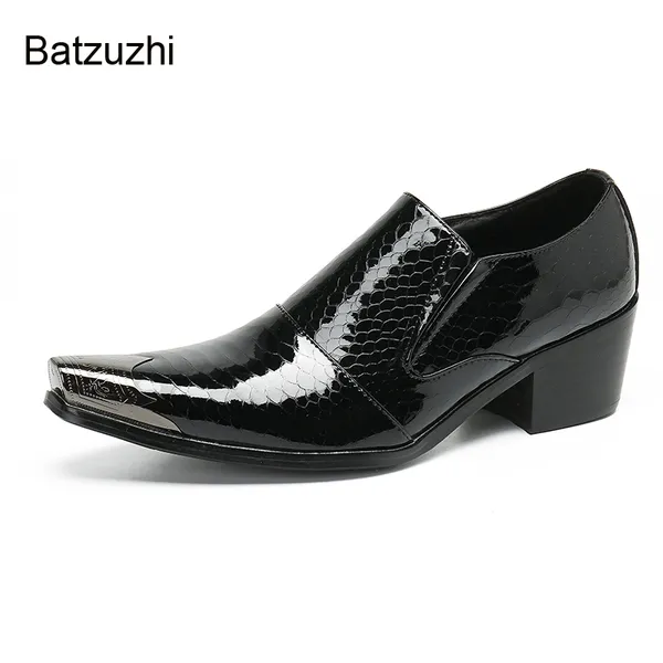 Zapatos de tacón alto de 6,5 cm para hombre, zapatos de vestir de cuero bonitos de tipo italiano, zapatos negros de moda para negocios, fiestas y bodas para hombre