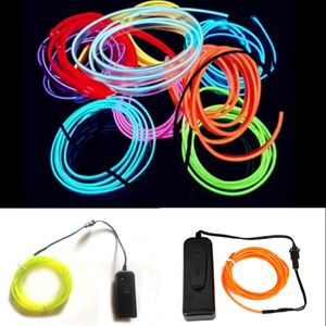 6.5ft 9.8ft 16.5ft Waterdichte batterij aangedreven LED-snaar Flexibele Neon Licht GLOW EL Draad touw tape schoenen kleding auto bruiloft