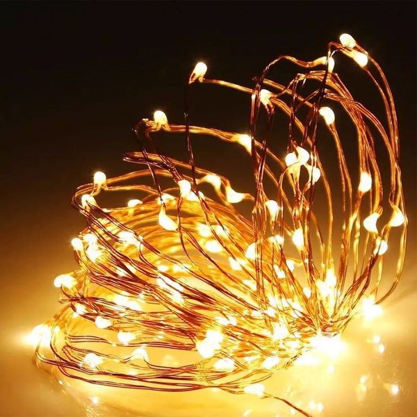 6.6 Pies 20 LED Cadena de Alambre de Cobre Luces Iluminación de Vacaciones Luces Decorativas Funciona con Baterías DIY Hogares Fiestas Blanco Cálido usastar