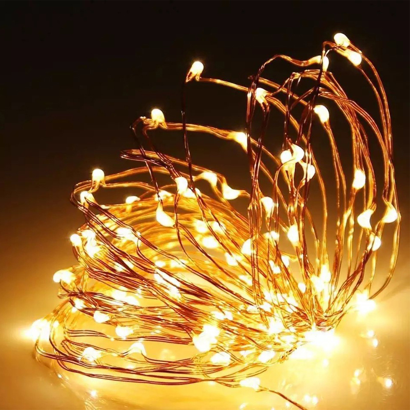 6.6 pieds 20 LED fil de cuivre guirlandes lumineuses éclairage de vacances lumières décoratives à piles pour bricolage fête à la maison (blanc chaud) usastar