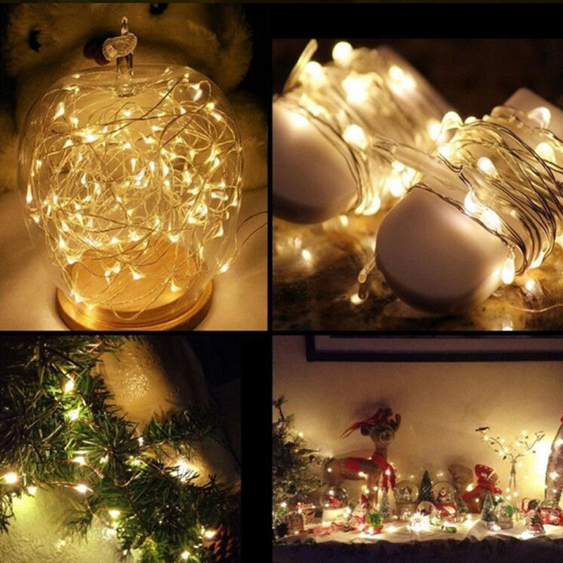 Crestech 6,6 Fuß 20 LED-Kupferdraht-Lichterkette, Weihnachtsbeleuchtung, dekorative Lichter, batteriebetrieben für Heimwerker, Zuhause, Party (warmweiß).