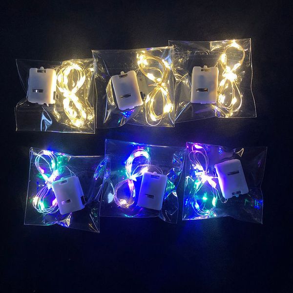 Cadena de luces estrelladas de 6,6 pies, 20 microleds en alambre de cobre plateado, pilas CR2032 incluidas, funciona para bodas, centros de mesa, fiestas, mesas de Navidad, decoraciones RGB usastar