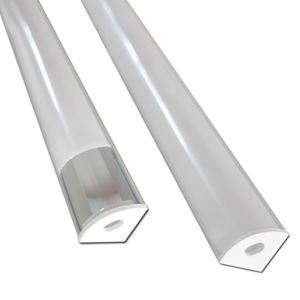 Sistema de canal de aluminio LED en forma de V de 6,6 pies/2 metros con cubierta lechosa, tapas finales y clips de montaje, perfil de aluminio para instalaciones de tiras de luz LED Muy fácil Oemled
