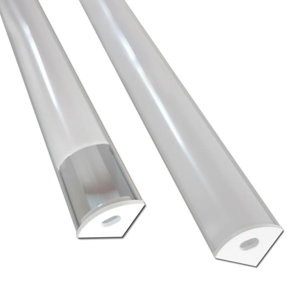 Système de canaux en aluminium à LED en forme de V de 6,6 pieds / 2 mètres avec couvercle laiteux, embouts et clips de montage, profilé en aluminium pour installations de bandes lumineuses à LED très facile Oemled