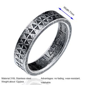 6/7/8/9/10/11/12 roestvrijstalen mannen Ring Japanese Takahashi Shield geëtst zaagtanduitrusting Antiek zilvergoud kleur punk waterdicht nooit roestvrije vinger sieraden