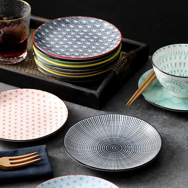 6/7 pouces Ceramica japonais os crachant assiette à ordures peint à la main vaisselle en céramique Dim Sum assiettes plat dîner porcelaine 1 PC