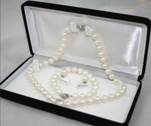 Ensemble collier, bracelet et boucles d'oreilles en perles de culture Akoya blanches, 6-7MM