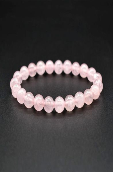 6 8 10 mm rosa polvo cristal cuarzo piedra natural pulsera elástico pulso joyería 8448569