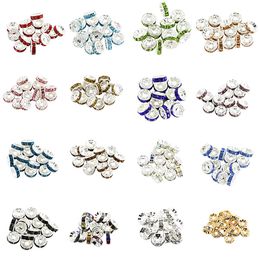 6/8/10 mm diamantglas kraal spacer kleur Auger Spacers septum wiel cirkel kralen DIY handgemaakte sieraden accessoires