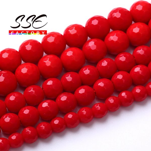6 8 10 mm perles de corail rouge