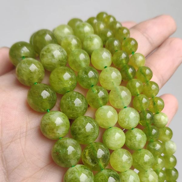 6/8/10 mm Beads de piedra natural a granel al por mayor Peridot cuentas redondas sueltas para joyas que hacen doras de regalos de bricolaje)
