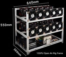 6 8 12 14 16 19 GPUS Open Air Aluminium Stapelbare Mining Rig Frames Server Case Rack voor grafische kaart GPU Miner
