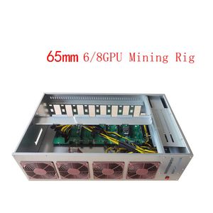 Boîtier GPU 6/8 cadre de plate-forme minière en plein air avec processeur Intel B75 ensemble complet de boîtiers de serveur Ethereum Mining 4 Go de RAM 128 Go SSD 2000 W PSU pour RX580 RTX 3070