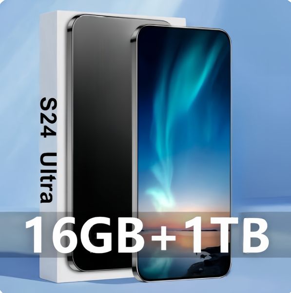 6,8 pouces S24 Ultra Phone 5G Tact Screen Unlock S23 Téléphone Android OS S24 Smartphone Full écran Reconnaissance de caméra HD GPS Affichage de traduction multi-langues