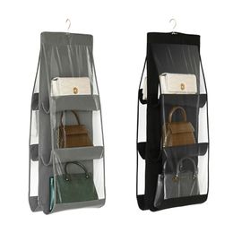 6/8 zakken transparante tas opslag hanger handtas hangende portemonnee organisator houder garderobe kast slaapkamer opvouwbare hw0175