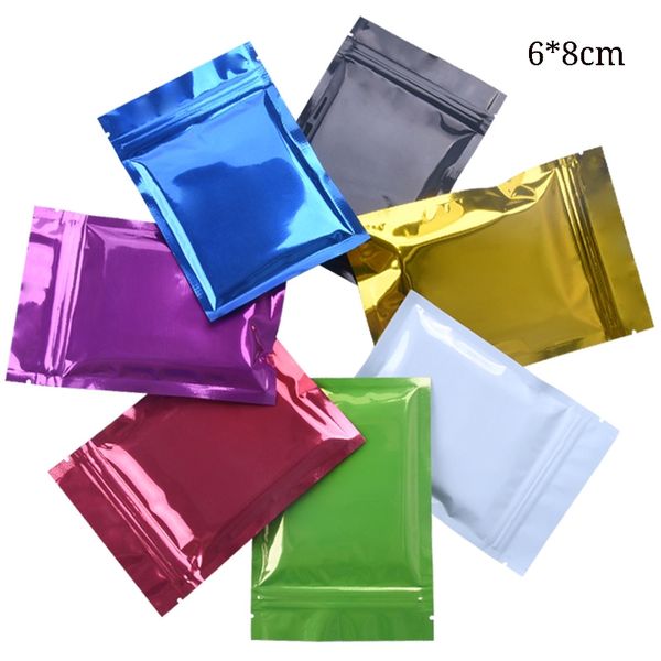 6*8cm 500 Uds cierre de cremallera de fondo plano embalaje colorido bolsas de energía de muestra impresas 1 color sellado de cremallera bolsas de papel de Mylar para almacenamiento de té