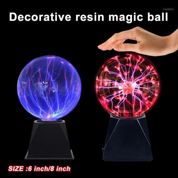 6/8 pulgadas Bola de plasma Esfera mágica Globo de cristal Luz de nebulosa táctil Decoración para fiesta de Navidad Decoración para el hogar 312756