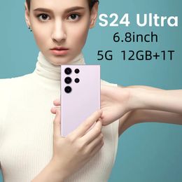 S24 Ultra 5G Smartphone 6.8 pulgadas Alta calidad 512GB 1 TB Celular Desbloquea pantalla completa ID de huella dactilar de pantalla de pantalla 13MP GPS S24 Galaxy Inglés Correo electrónico Celular Play Video