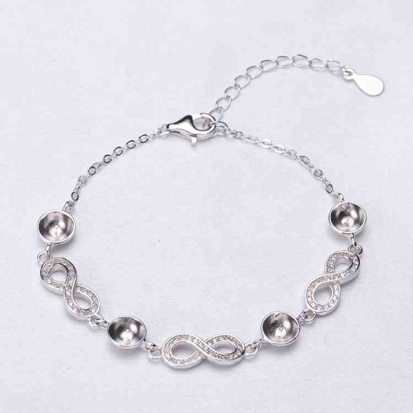 6-8mm bricolage bracelet de perles 925 argent Accsori Bracelet de perles d'eau salée naturelle s925 bracelet de style argent Sterling