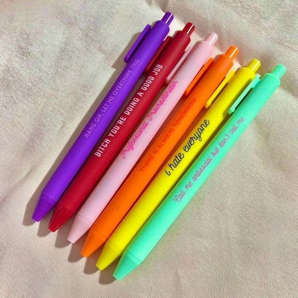 6/8 pièces stylo à bille rétractable coloré fille stylos électriques accessoires de bureau fournitures d'écriture Signature école papeterie