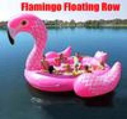 6-8Person enorm flamingo zwembad vlotter gigantische opblaasbare eenhoorn zwembadaccessoires voor feestdrijvende bruiloft strandboot buiten speelgoed4047994
