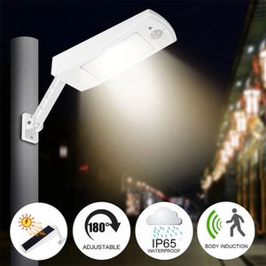 6.8W 48LED Solar Powered Waterdichte IP65 Draadloze Remote Motion Sensor Street Lamp Wandlamp DC4.5V - Zwart Wit