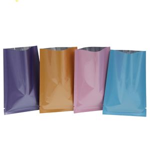 6*9cm 100 Uds. Bolsa de embalaje de papel de aluminio de colores con la parte superior abierta bolsas de paquete de curación de calor al vacío bolsa de mylar de almacenamiento de energía de válvula