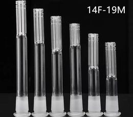6 gewapend glas downstem diffuser met 14 mm vrouwelijk tot 19 mm mannelijk gewrichtsglas naar beneden stengel voor glazen bongs waterleidingen