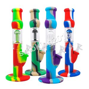 6 bras 12,5 pouces en silicone Bong Pipe de conduite d'eau DAB RIGNE AVEC BOL DE VERRE PIPE DE SUMEUX BULLEUR D'HUILE BULLE RECYLEUR