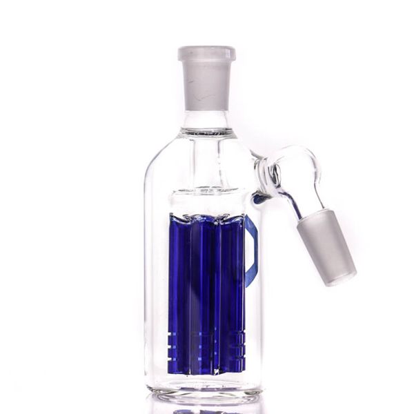 6 brazos Bongs de vidrio Pipas para fumar Ashcatcher Nuevo diseño Venta al por mayor Colector de cenizas de alta calidad 14.5-14.5 mm Vidrio de tabaco azul Bong Precooler