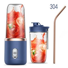 6 Blades Portable Juicer Cup Fruit Juice Automatic Small Electric Smoothie Blender Ice CrushCup Food Processor 240508
