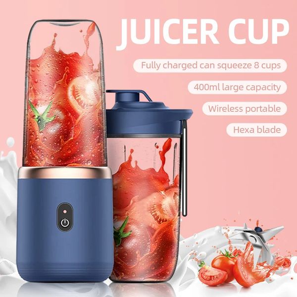 6 lames Portable presse-agrumes tasse jus de fruits automatique petit électrique Smoothie mélangeur glace CrushCup robot culinaire 240131