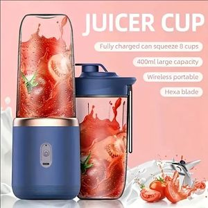 6 Lames USB Portable Juicer Maker, Juicer Fruit Juice Cup Automatique Petit Presse-agrumes Électrique Smoothie Blender Ice CrushCup Robot Culinaire