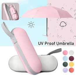Paraplu met 6-bone zon Kleine draagbare capsule Paraplu Vrouw Vrouwelijk Dual-use Sun Parapel Parasol