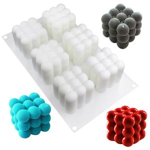 6 cavités Cube Bougie Moules En Silicone Pour La Fabrication De Bougies 3D Cube Formes DIY Moules À La Main