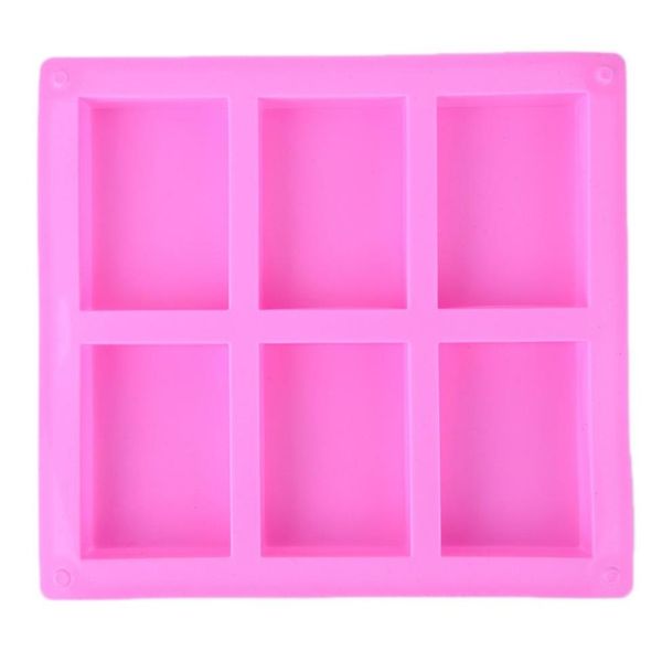 Moule à savon en Silicone rectangulaire carré fait à la main, 6 cavités, DOOKIES au chocolat, décoration de gâteaux, moules à Fondant, 1 pièce 2176