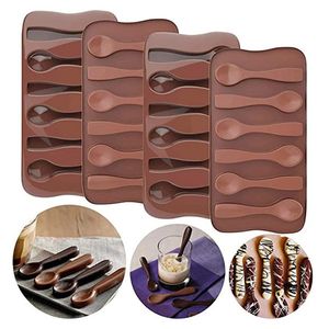 6-Cavity Hot Chocolade Lepel Siliconen Mal DIY Pudding Snoep Cacao Koffie Butterscotch Roeren Lepel Bakken Tools MJ1021