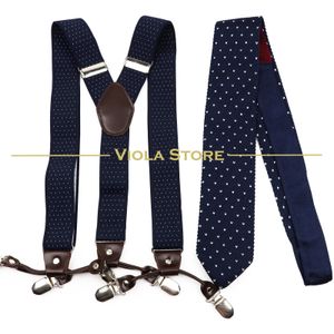 6 clips 35 cm breedte brede mannen Suspender 7 cm gebreide nekjes set dot vintage brace luxe broek strap mannelijk cadeau accessoire dagelijkse top 240401