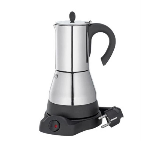 6 tasses à café Ensembles de vaisselle Geyser électrique Moka Maker Machine à café Espresso Pot Expresso Percolator Cuisinière en acier inoxydable 316P