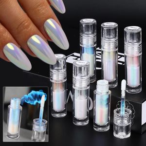 6 couleurs Aurora métallique liquide ongles paillettes ensemble petit tube clair de lune brillant Chrome pigment poudre salon professionnel manucure 240220