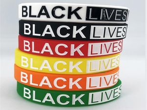 6 colores Black Lives Matter Pulseras Pulsera de silicona Pulsera Letras Imprimir Brazaletes de goma pulsera favor de fiesta Entero KJJ8123949