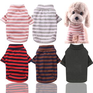 6 Kleur Dog Apparel 100% Katoen Gestreepte Honden Shirt voor Pet Kleding Puppy T-shirts Kat Tee Ademend Stretchy Zwart Rood Roze Wit Beagle Franse Buldog Schnauzer XL A27