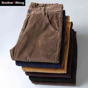 6 couleurs hommes épais velours côtelé pantalons décontractés hiver Style affaires mode Stretch coupe régulière pantalon mâle marque vêtements 210715