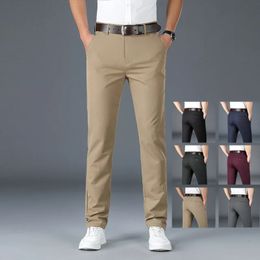 6-kleuren heren comfortabel en ademende Koreaanse klassieke rechte casual broek broek voor heren zakelijke rechte werkkleding 240506