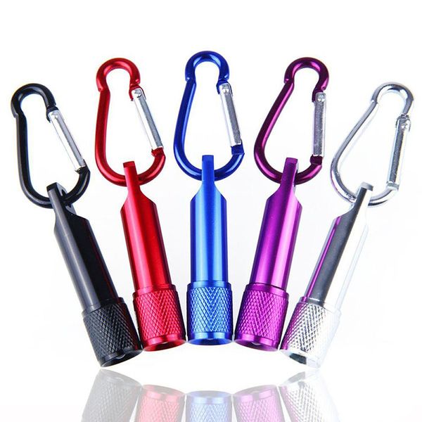 6 couleurs Mini lampe de poche à LED avec batterie Alliage d'alliage Aluminium lampe de poche avec bague de mousqueton porte-clés Keychain cadeaux