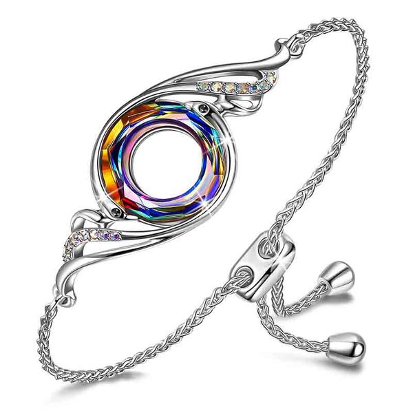 Bracelet Phoenix 6 couleurs fabriqué avec des cristaux d'Autriche Bracelet coulissant réglable pour femme Cadeau d'anniversaire pour femme Symbole de chance et de renouveau