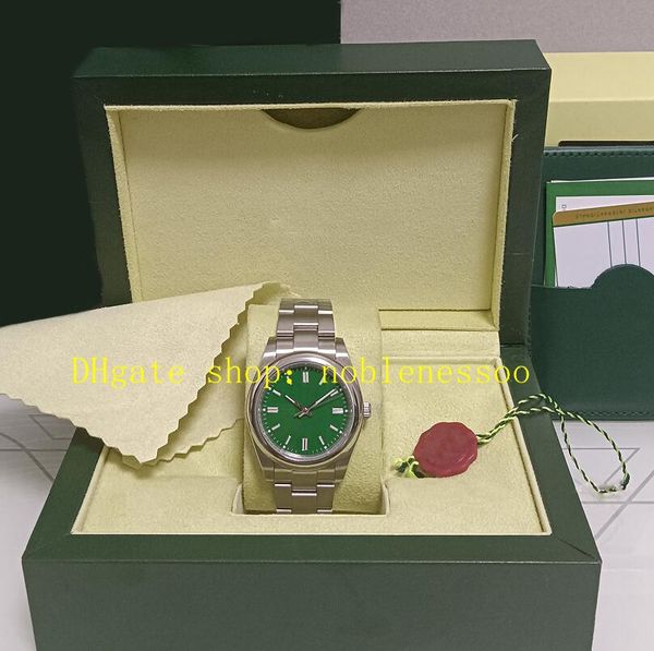 6 couleurs photo réelle avec boîte montre pour homme bracelet en acier inoxydable 41 mm pour homme cadran vert 124300 argent rouge cadran noir lunette lisse montres mécaniques automatiques