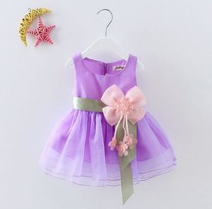 Robes d'été pour petites filles, 6 couleurs, robe de princesse avec nœud, Costume de fête d'anniversaire pour enfants de 2 à 5 ans