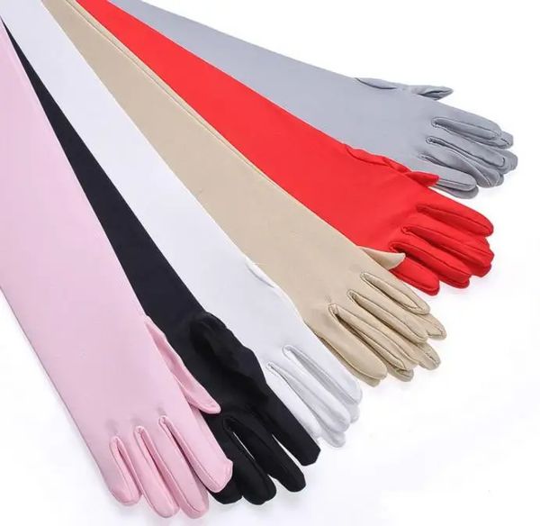 Gants longs de soirée pour femmes, 6 couleurs, gants de mariée en Satin pour bras et manches à main, SN1958