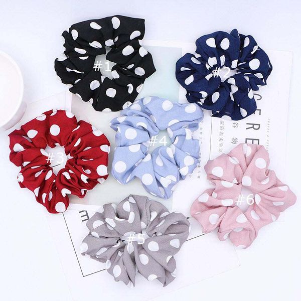 6 colores mujeres niñas lunares Navidad tela roja anillo elástico lazos para el cabello accesorios Cola de Caballo titular diademas banda de goma Scrunchies